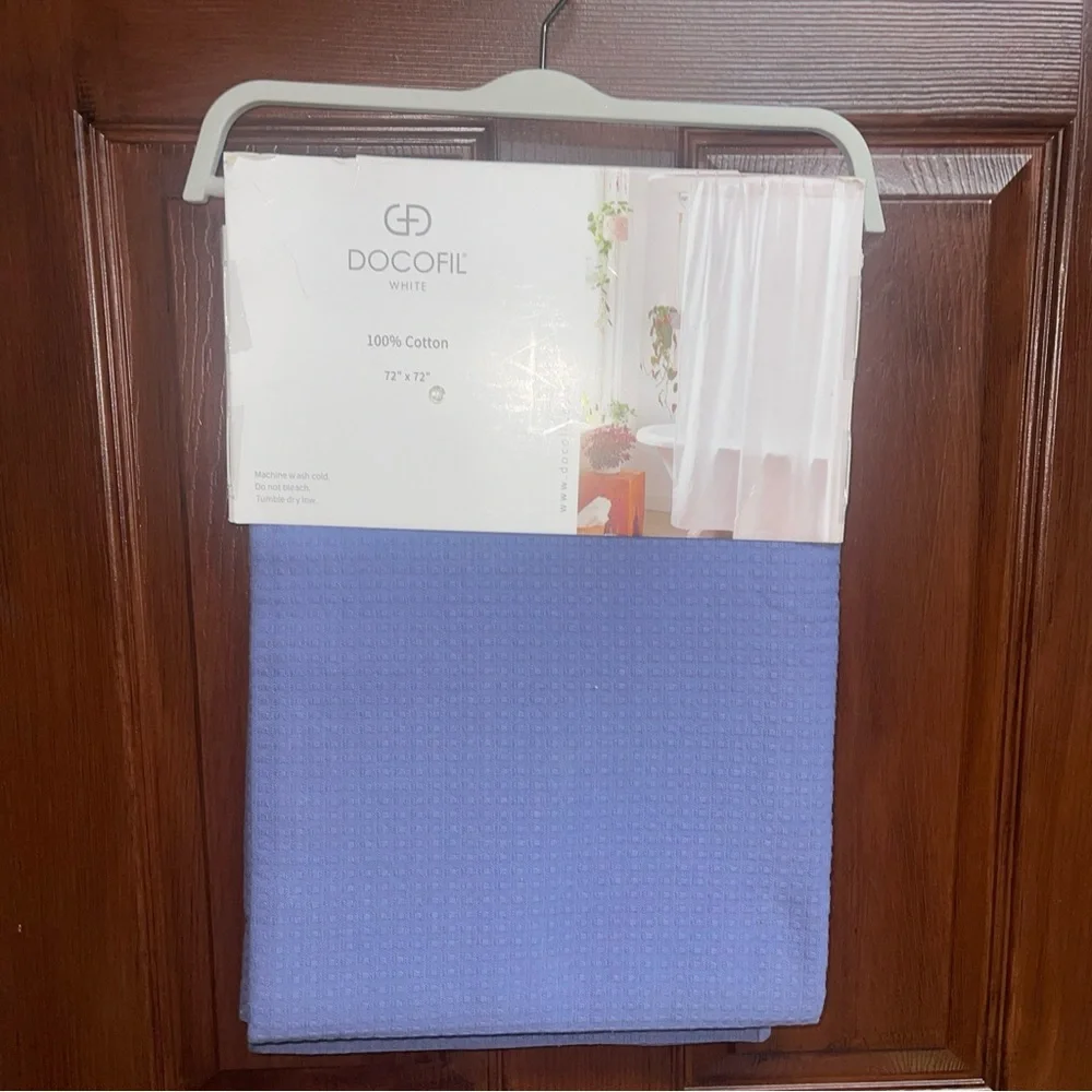 Docofil White Matelasse Fabric Cotton Shower Curtain 72x72” Made In Portugal NWT